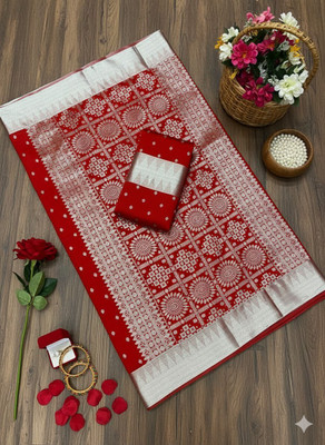 Arzoo kala testiles Woven Banarasi Chanderi Saree(Pack of 2, Maroon)