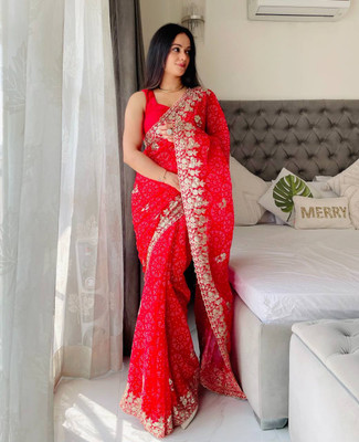 ZARISTACREATION Self Design Bollywood Cotton Silk Saree(Red)
