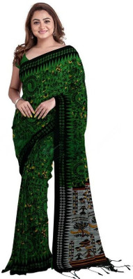 DURGA SAREE MALL Printed Sambalpuri Pure Cotton Saree(Grey)