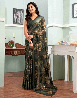 Ghan Sals Printed Bollywood Georgette Saree(Light Green)
