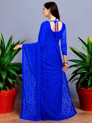 NEXA Self Design Bollywood Net Saree(Blue)
