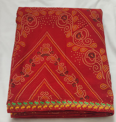 Shikha creation Printed Bandhani Georgette Saree(Red)