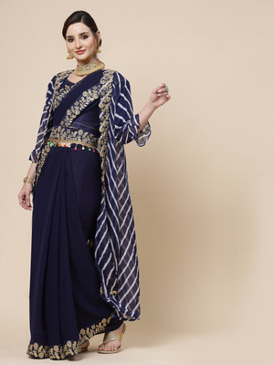 Divastri Embroidered Bollywood Georgette Saree(Blue)