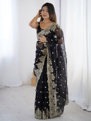 Sareemall Embellished Bollywood Net Saree(Black)