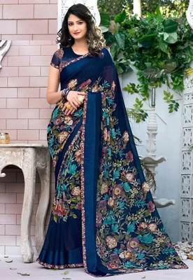 Grubstaker Self Design Daily Wear Georgette Saree(Multicolor)