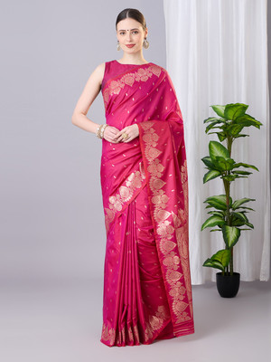 Spetila Woven Banarasi Jacquard, Pure Silk Saree(Pink)