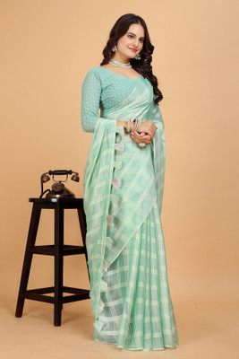 SAADHYA CREATION Embroidered, Solid/Plain Bollywood Chiffon Saree(Light Green)