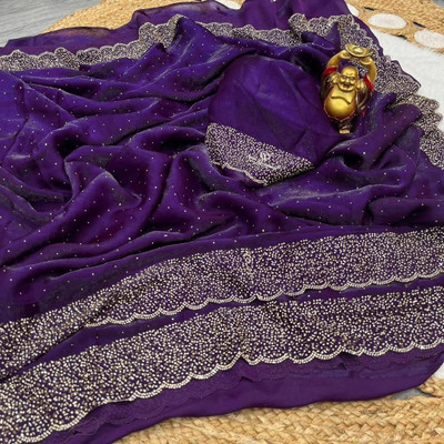 Queenhive Self Design Daily Wear Jimmy choo Saree(Purple)