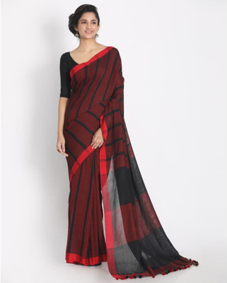 angoshobha Woven Handloom Pure Cotton Saree(Red)