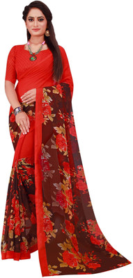 Suntex Printed Daily Wear Georgette Saree(Red)