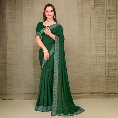 MANISHA Digital Print, Floral Print Bollywood Georgette Saree(Green)