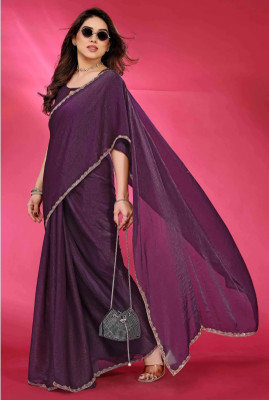 HouseOfCommon Solid/Plain Kanjivaram Art Silk, Pure Silk Saree(Purple)