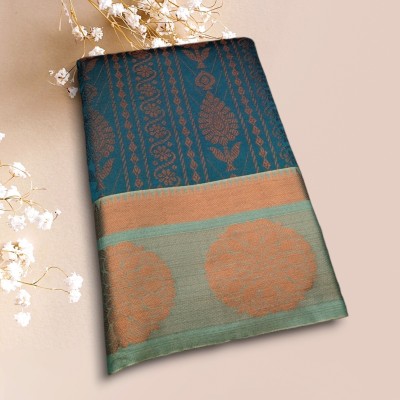 Prachi Silk Woven, Self Design, Temple Border Banarasi Pure Silk Saree(Light Green)