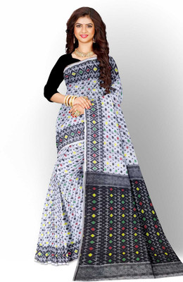 Bhadra Shopping Store Woven Jamdani Cotton Silk Saree(White)