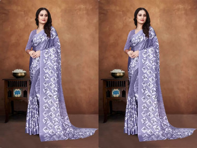 jihana fab Printed Bollywood Georgette Saree(Pack of 2, Purple)