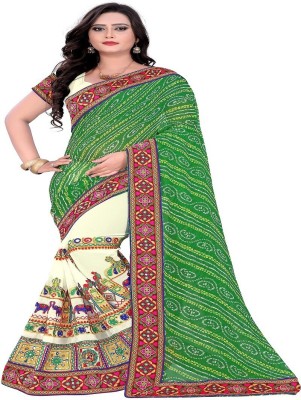 Arriva Fab Embellished, Solid/Plain Bollywood Georgette Saree(Multicolor)