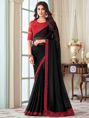 Divastri Embellished Bollywood Silk Blend Saree(Black)