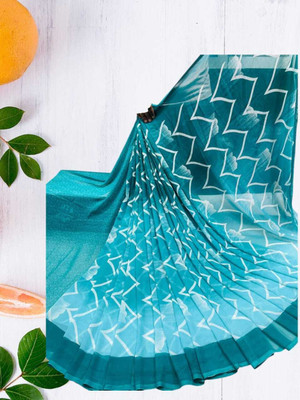 Clifton Fab Dyed, Printed Bollywood Georgette Saree(Dark Blue)