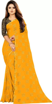 Stdfashion Printed Daily Wear Chiffon Saree(Yellow)