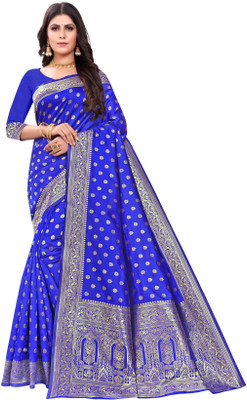 MOTISARIYA FASHION Self Design Banarasi Jacquard Saree(Blue)