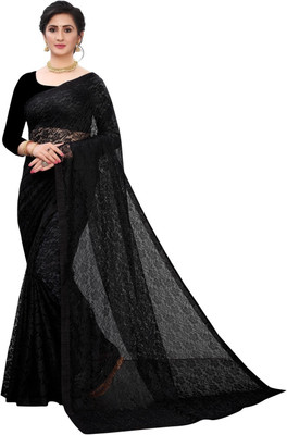 Suali Self Design Bollywood Net Saree(Black)