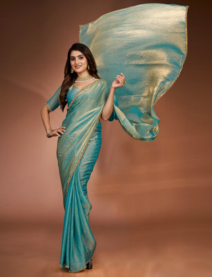 Pireva Embellished Bollywood Tissue, Silk Blend Saree(Multicolor)