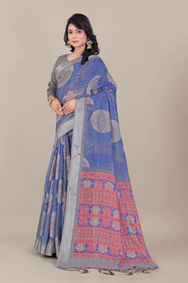 Laxmi Fashion Printed, Floral Print Assam Silk Jacquard, Cotton Silk Saree(Grey, Multicolor)