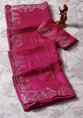 Dharam Creation Embellished Bollywood Georgette Saree(Pink)