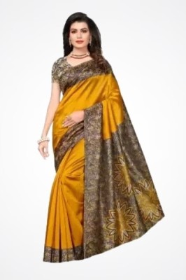 Suali Printed Mysore Pure Silk Saree(Yellow)