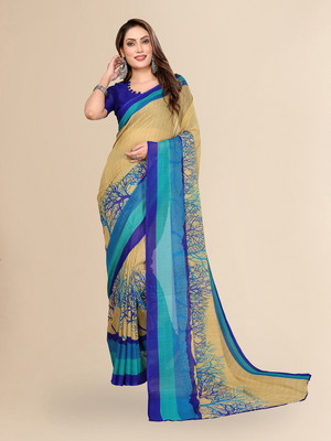 Moda Rapido Floral Print Daily Wear Georgette Saree(Green)