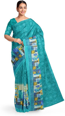 Suali Floral Print Bandhani Georgette Saree(Blue)