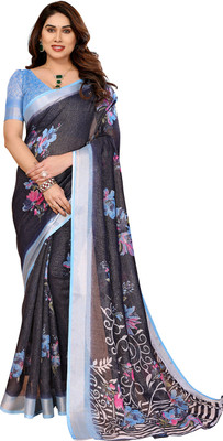 Moda Rapido Floral Print Bollywood Cotton Silk Saree(Multicolor)