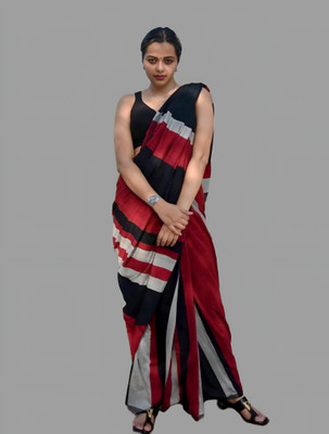 RM CREATION Striped, Color Block, Printed Bollywood Cotton Blend Saree(Multicolor)
