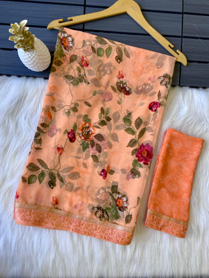 bhavika silk mills Printed Daily Wear Georgette Saree(Orange)