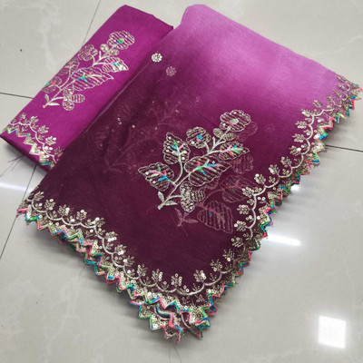 Sareez House Solid/Plain Bollywood Chiffon Saree(Pink)