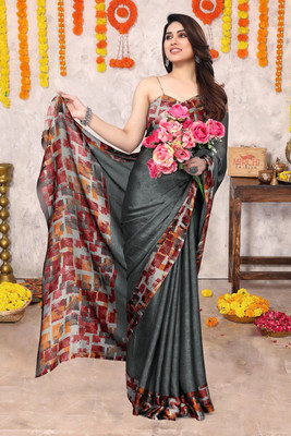 MIRCHI FASHION Printed, Color Block Daily Wear Chiffon, Georgette Saree(Red, Grey)