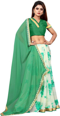 RAJESHWAR FASHION Printed Bollywood Georgette Saree(Green)