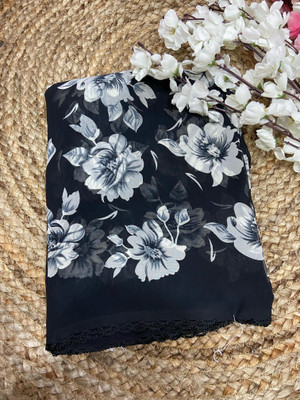 bhavika silk mills Floral Print Daily Wear Georgette Saree(Black)