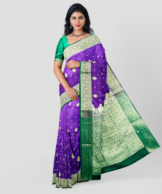 SHOPEEZY TEX FAB Embroidered Banarasi Art Silk Saree(Purple)