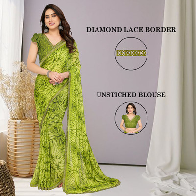 Anand Sarees Printed Bollywood Georgette Saree(Green)