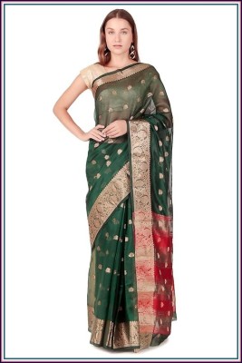 Myur Printed Banarasi Lycra Blend Saree(Multicolor)