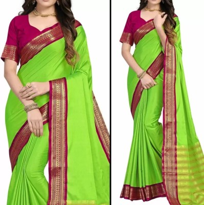 Wamsi Woven Banarasi Jacquard Saree(Light Green, Pink)