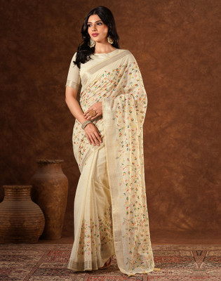 Satrani Embroidered Bollywood Net Saree(Beige)
