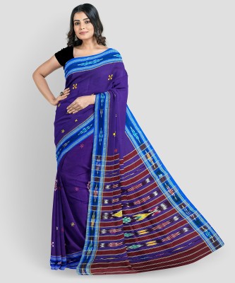 ethnic diva Embroidered Handloom Handloom Pure Cotton Saree(Purple)