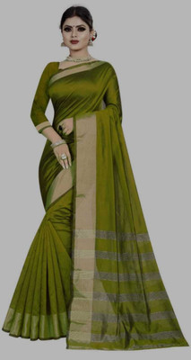 Sita Printed Bollywood Cotton Blend Saree(Light Green)