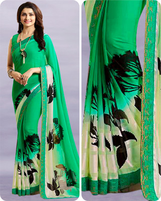 V And V Shop Printed Bollywood Georgette Saree(Multicolor)