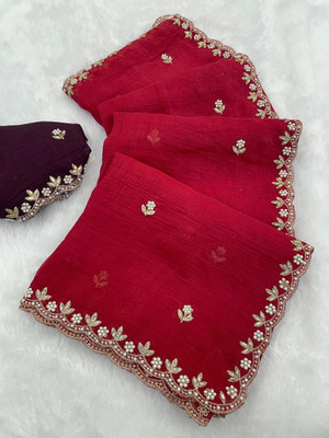 K 5 FASHION Solid/Plain Bollywood Chiffon Saree(Multicolor)