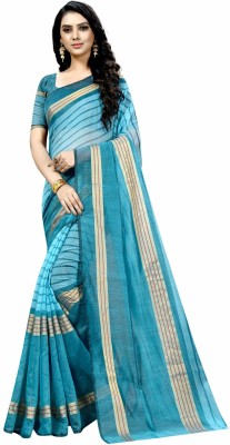 Guru Alankar Printed Daily Wear Georgette Saree(Light Blue)