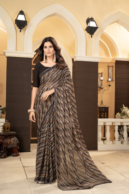 Aadimam Creation Printed Bollywood Art Silk Saree(Brown)