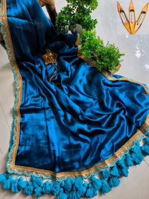 SL SHAREE HOUSE Solid/Plain Tant Tissue Saree(Blue)